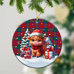 Byres Tartan Christmas Ceramic Ornament - Highland Cow Winter Style