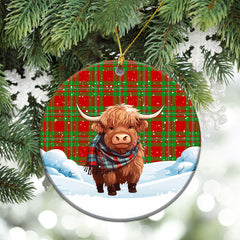 Callander Tartan Christmas Ceramic Ornament - Highland Cows Snow Style