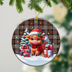 Cameron of Erracht Weathered Tartan Christmas Ceramic Ornament - Highland Cow Winter Style