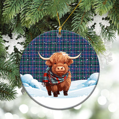 Cooper Ancient Tartan Christmas Ceramic Ornament - Highland Cows Snow Style