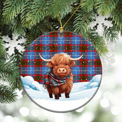 Crichton Tartan Christmas Ceramic Ornament - Highland Cows Snow Style