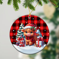 Cunningham Modern Tartan Christmas Ceramic Ornament - Highland Cow Winter Style