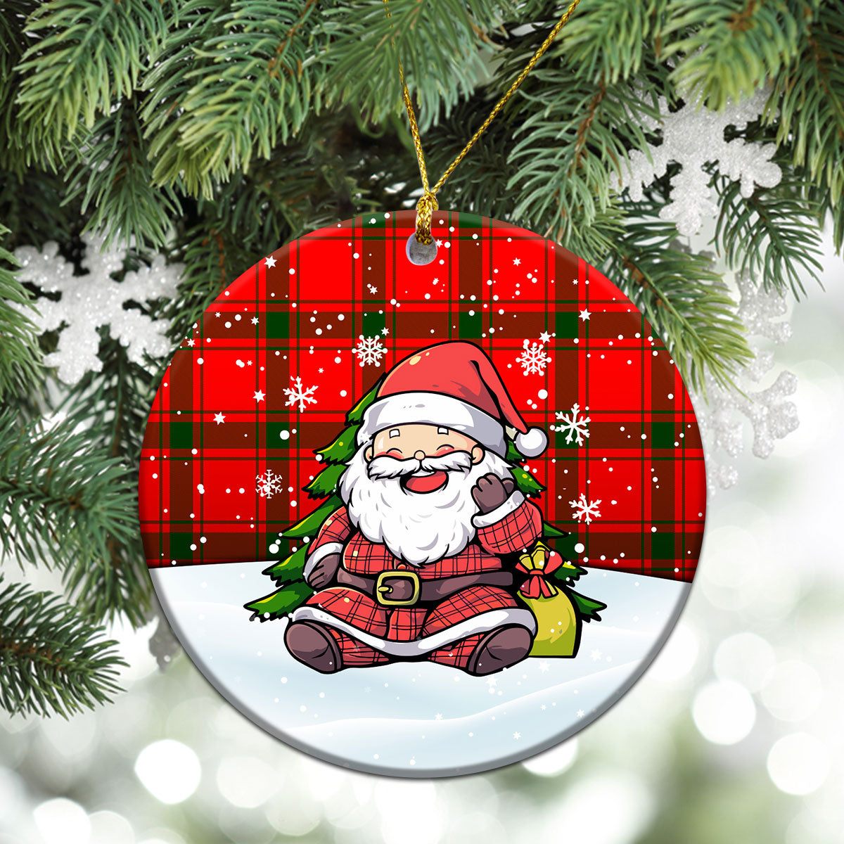 Darroch (Gourock) Tartan Christmas Ceramic Ornament - Scottish Santa Style