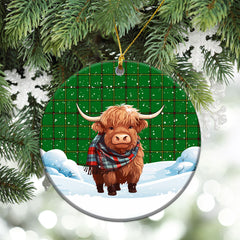 Don Tartan Christmas Ceramic Ornament - Highland Cows Snow Style