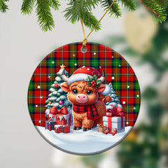 Fairlie Tartan Christmas Ceramic Ornament - Highland Cow Winter Style