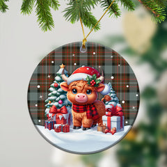 Fergusson Weathered Tartan Christmas Ceramic Ornament - Highland Cow Winter Style