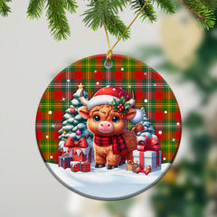 Forrester Tartan Christmas Ceramic Ornament - Highland Cow Winter Style