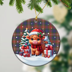 Fraser (of Lovat) Hunting Modern Tartan Christmas Ceramic Ornament - Highland Cow Winter Style