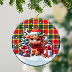 Gibson Tartan Christmas Ceramic Ornament - Highland Cow Winter Style