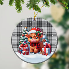 Glendinning Tartan Christmas Ceramic Ornament - Highland Cow Winter Style