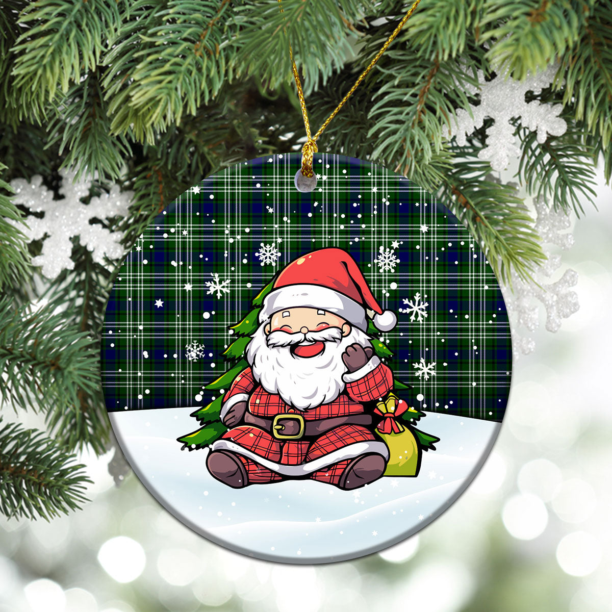 Haliburton Tartan Christmas Ceramic Ornament - Scottish Santa Style