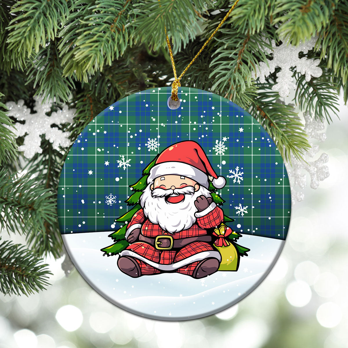 Hamilton Hunting Ancient Tartan Christmas Ceramic Ornament - Scottish Santa Style