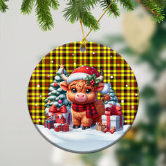 Jardine Tartan Christmas Ceramic Ornament - Highland Cow Winter Style