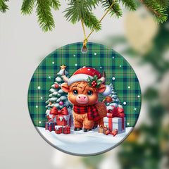 Kennedy Ancient Tartan Christmas Ceramic Ornament - Highland Cow Winter Style