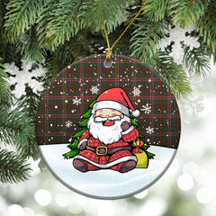 Kennedy Weathered Tartan Christmas Ceramic Ornament - Scottish Santa Style