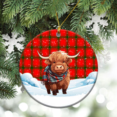 MacDonald of Sleat Tartan Christmas Ceramic Ornament - Highland Cows Snow Style