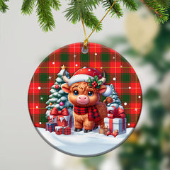 MacFie Tartan Christmas Ceramic Ornament - Highland Cow Winter Style