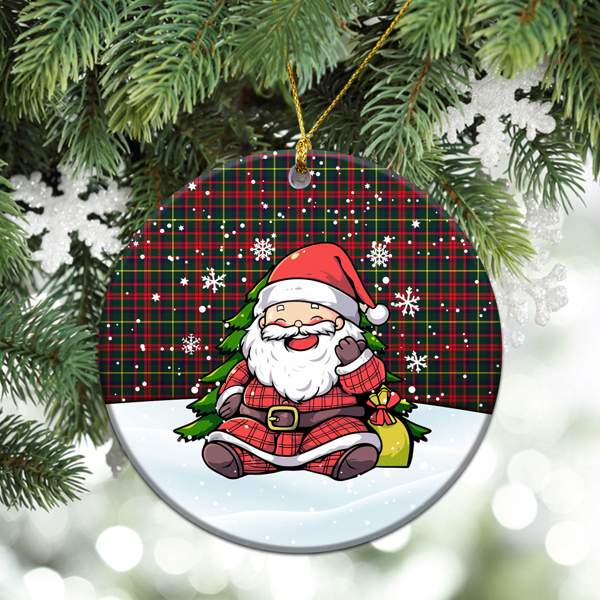 MacKintosh Hunting Modern Tartan Christmas Ceramic Ornament - Scottish Santa Style