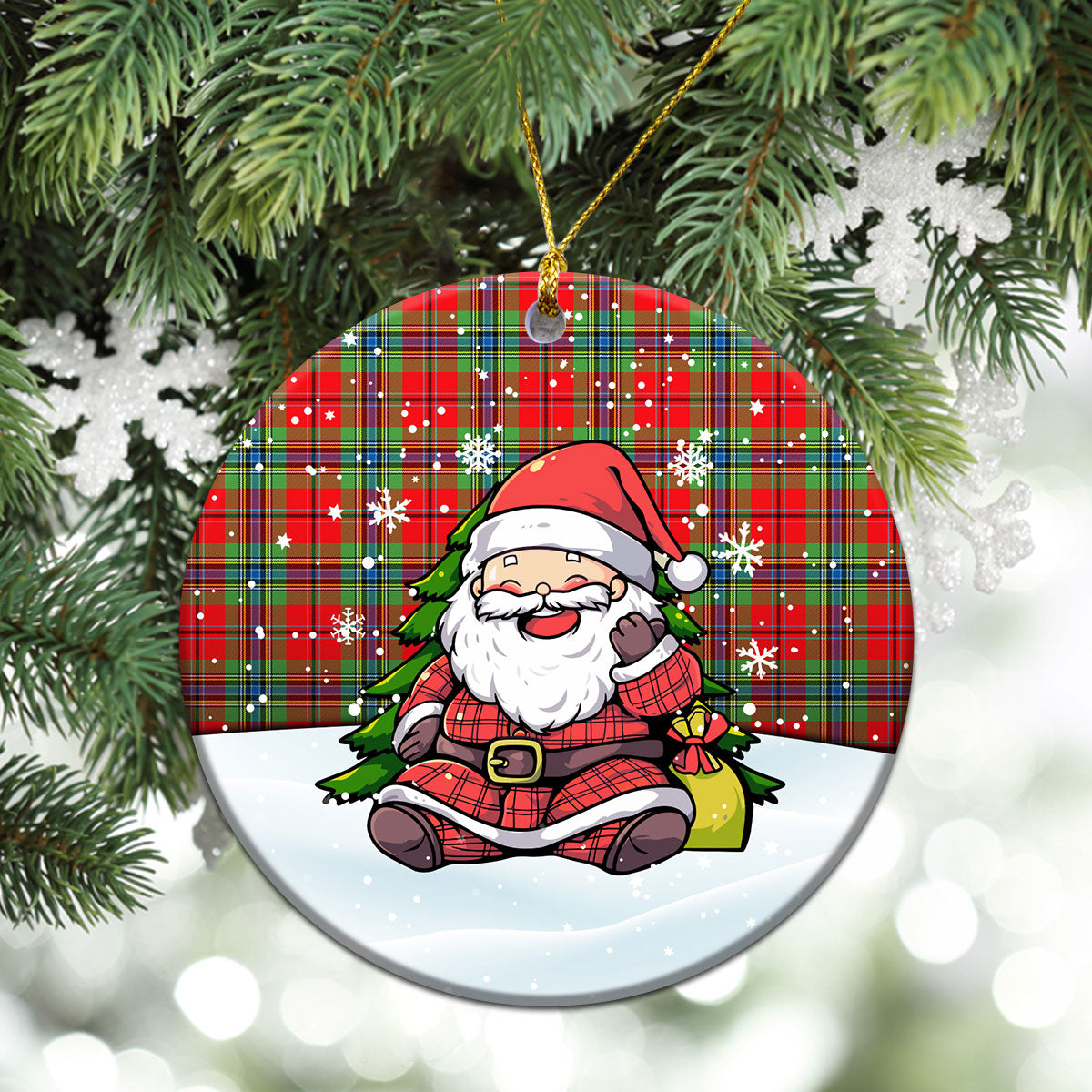 MacLean of Duart Modern Tartan Christmas Ceramic Ornament - Scottish Santa Style