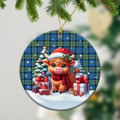 MacLeod of Harris Ancient Tartan Christmas Ceramic Ornament - Highland Cow Winter Style