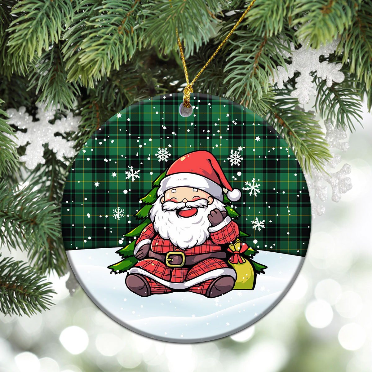 McArthur Ancient Tartan Christmas Ceramic Ornament - Scottish Santa Style