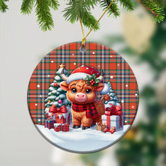 McFarlane Ancient Tartan Christmas Ceramic Ornament - Highland Cow Winter Style