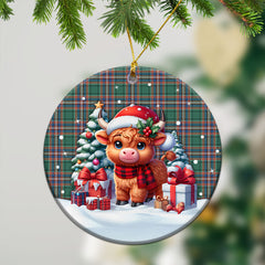 McFarlane Hunting Ancient Tartan Christmas Ceramic Ornament - Highland Cow Winter Style