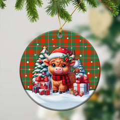 McGregor Ancient Tartan Christmas Ceramic Ornament - Highland Cow Winter Style