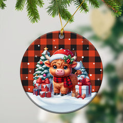 McGregor Rob Roy Ancient Tartan Christmas Ceramic Ornament - Highland Cow Winter Style