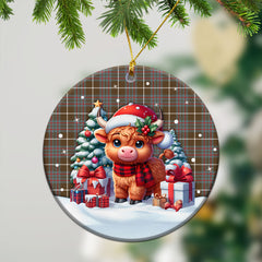 McIntyre Hunting Weathered Tartan Christmas Ceramic Ornament - Highland Cow Winter Style