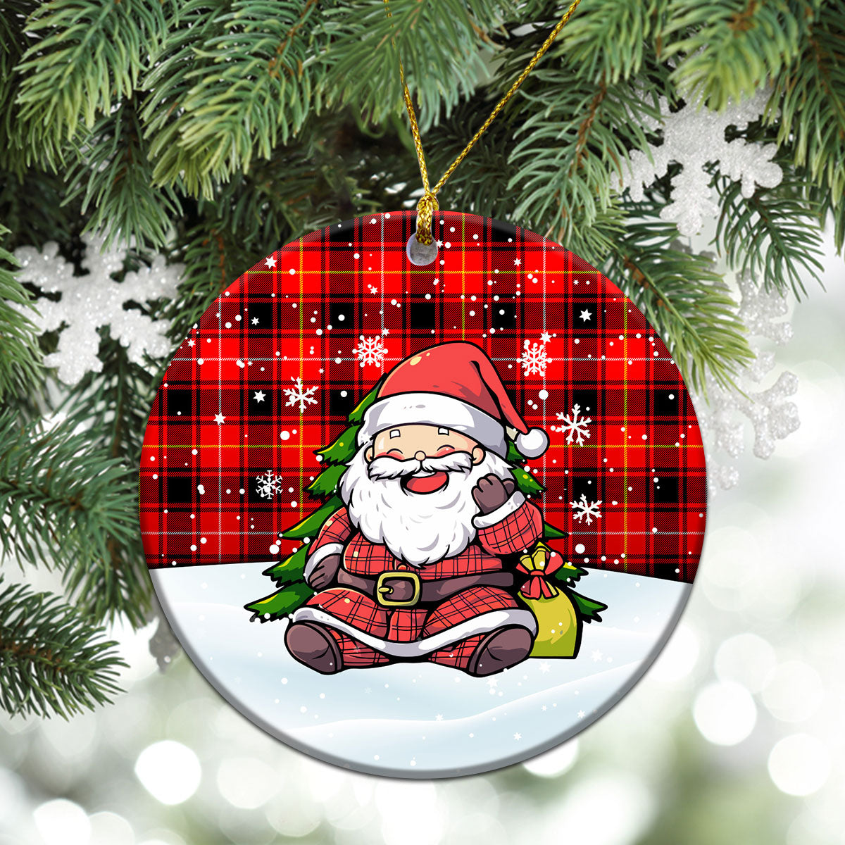 McIvor Tartan Christmas Ceramic Ornament - Scottish Santa Style