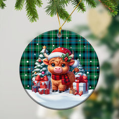 McKenzie Ancient Tartan Christmas Ceramic Ornament - Highland Cow Winter Style