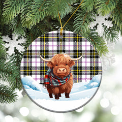 McPherson Dress Modern Tartan Christmas Ceramic Ornament - Highland Cows Snow Style