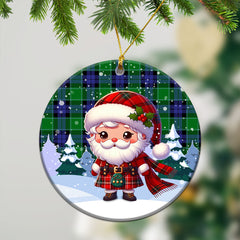 Monteith Tartan Christmas Ceramic Ornament - Santa Claus In Kilt Style