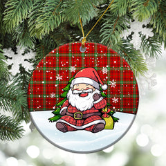 Morrison Red Modern Tartan Christmas Ceramic Ornament - Scottish Santa Style