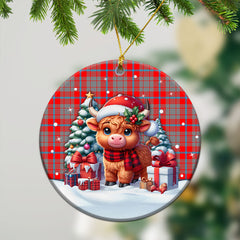 Moubray Tartan Christmas Ceramic Ornament - Highland Cow Winter Style