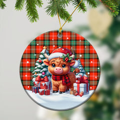 Nesbitt Ancient Tartan Christmas Ceramic Ornament - Highland Cow Winter Style