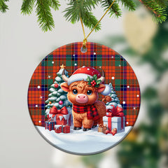 Nicolson Ancient Old Tartan Christmas Ceramic Ornament - Highland Cow Winter Style