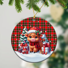 Spens (or Spence) Tartan Christmas Ceramic Ornament - Highland Cow Winter Style