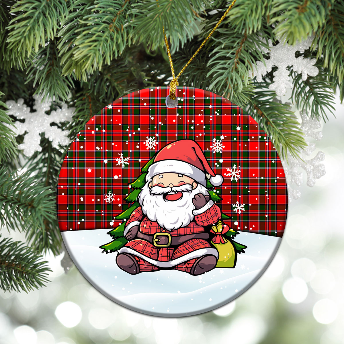 Spens (or Spence) Tartan Christmas Ceramic Ornament - Scottish Santa Style