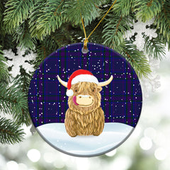 Spirit of Scotland Tartan Christmas Ceramic Ornament - Highland Cows Style