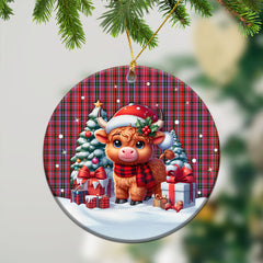 Straiton Tartan Christmas Ceramic Ornament - Highland Cow Winter Style