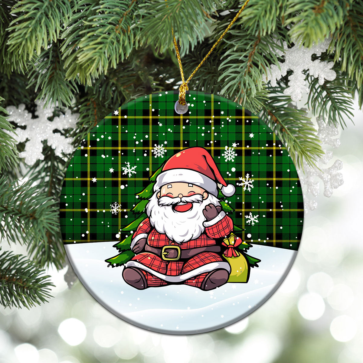 Wallace Hunting Modern Tartan Christmas Ceramic Ornament - Scottish Santa Style