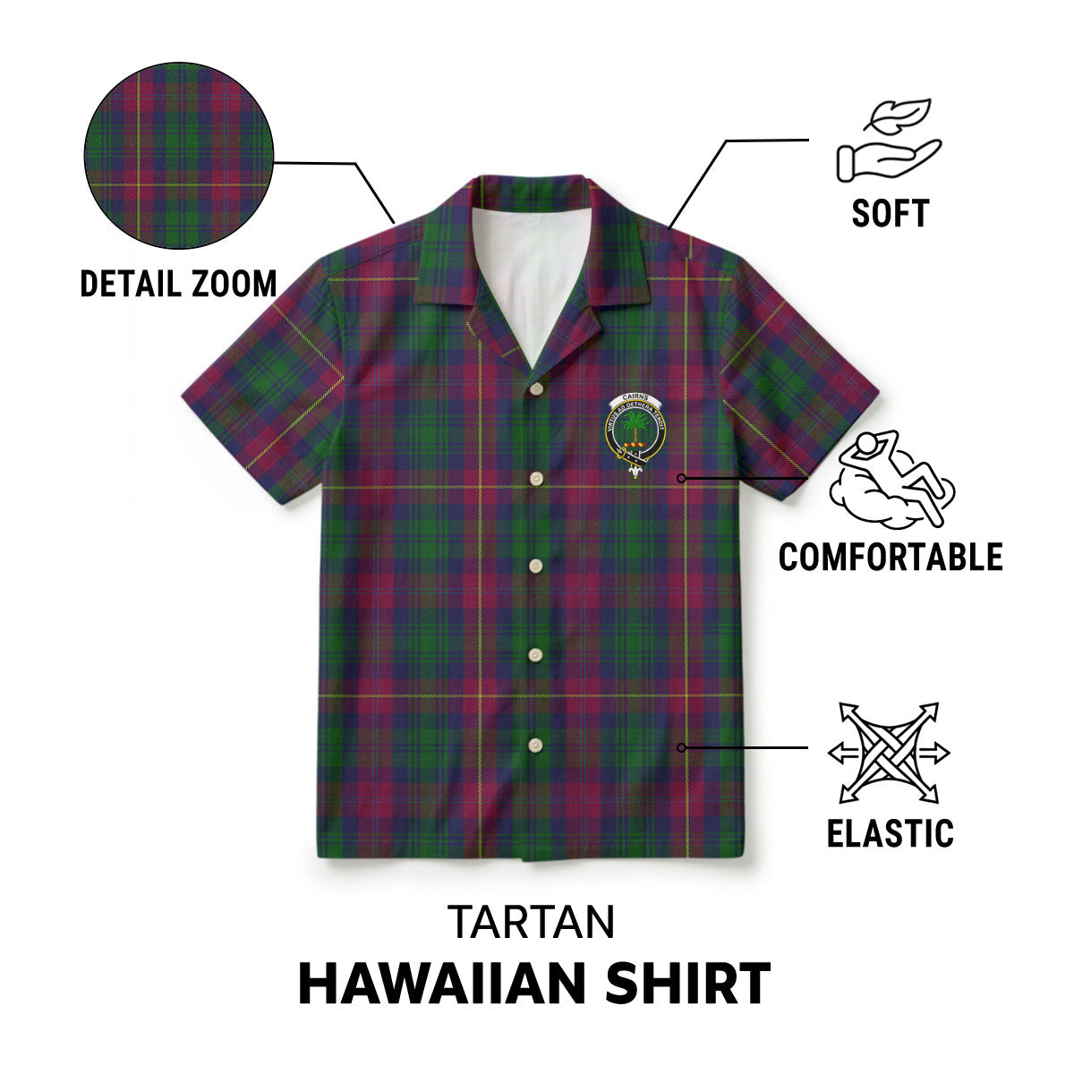 Cairns Tartan Crest Hawaiian Shirt
