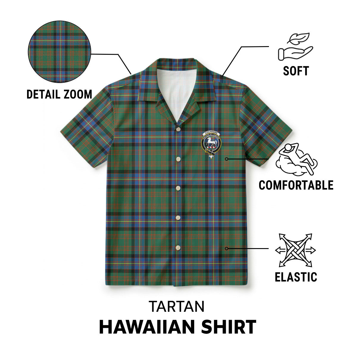 Cochrane Ancient Tartan Crest Hawaiian Shirt