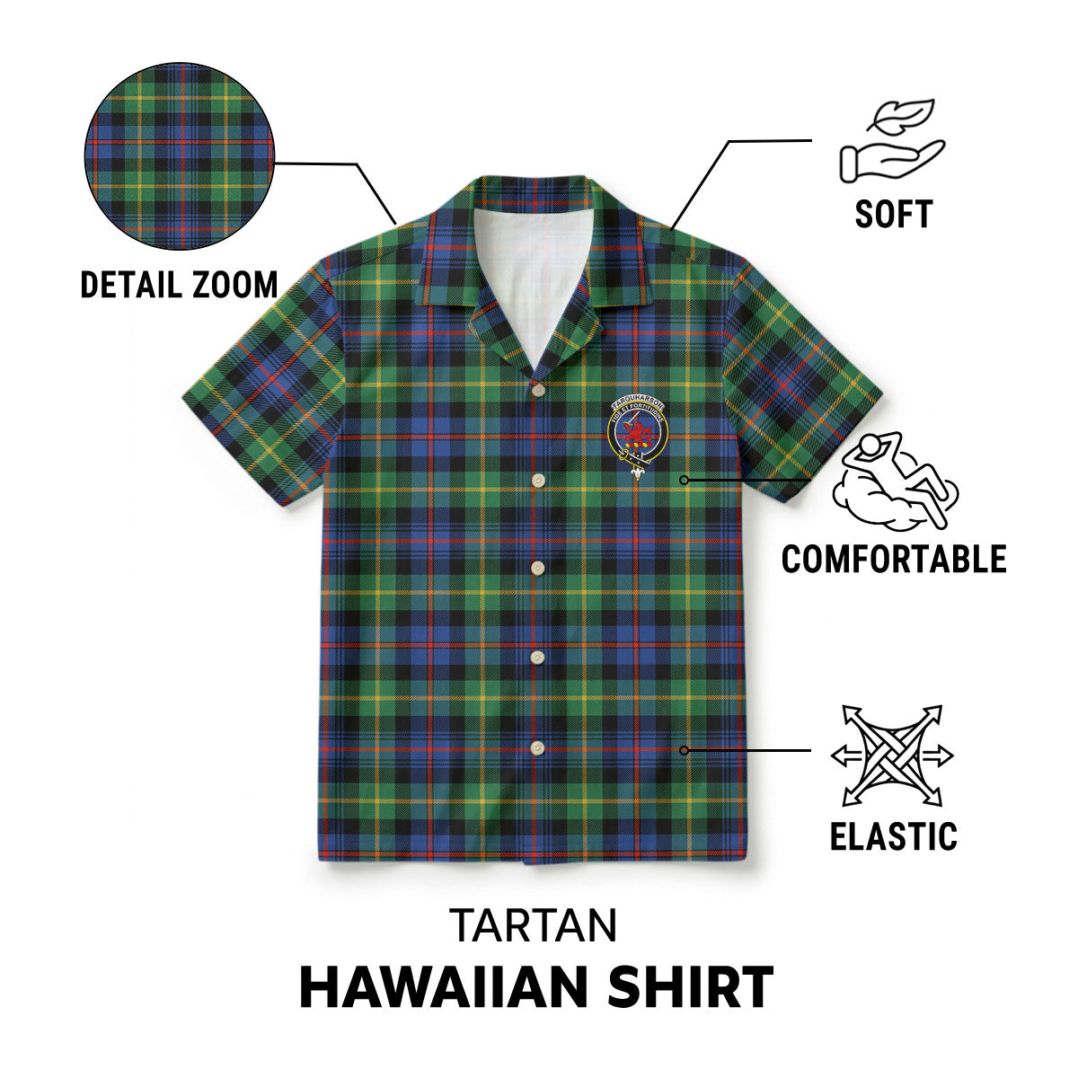 Farquharson Ancient Tartan Crest Hawaiian Shirt
