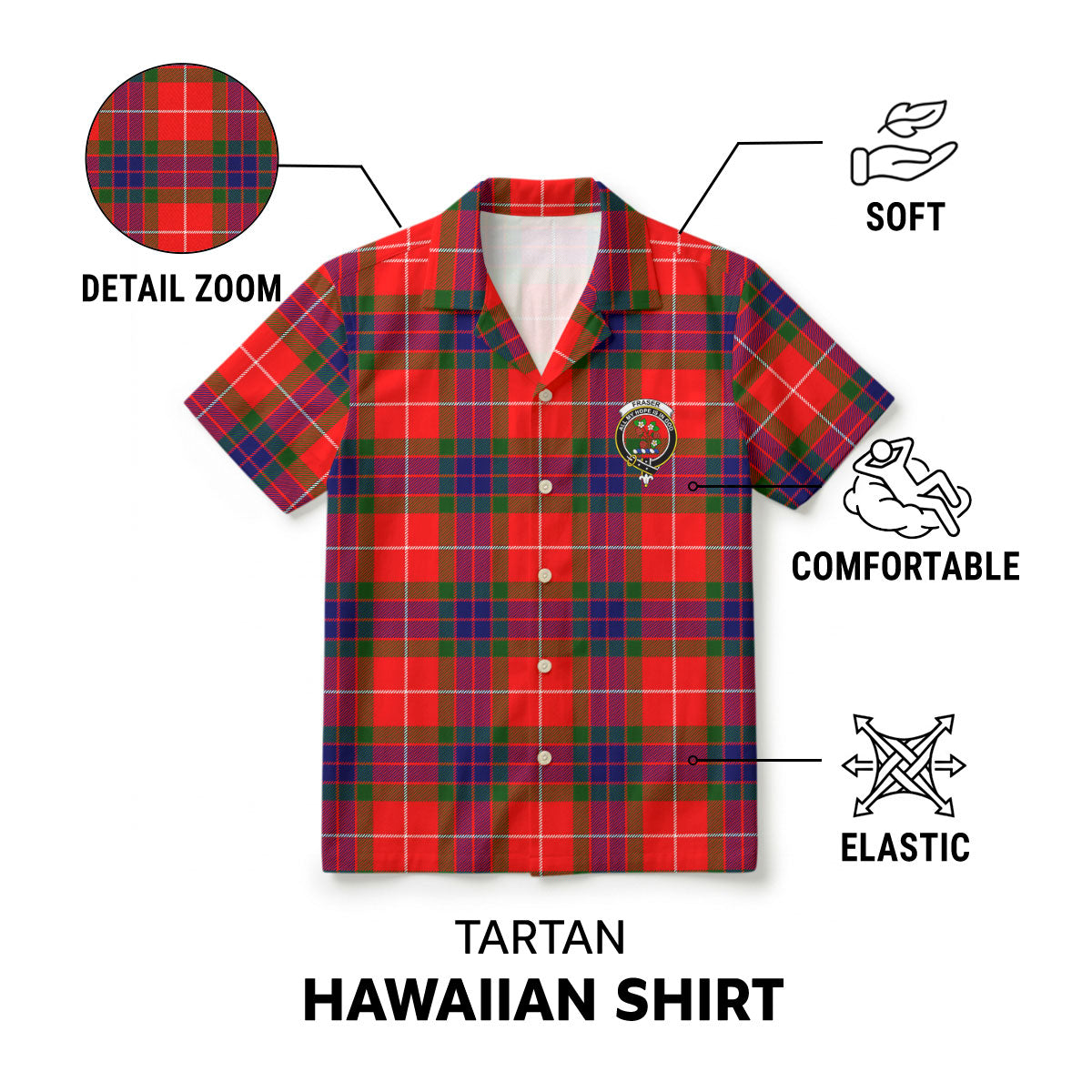 Fraser Tartan Crest Hawaiian Shirt