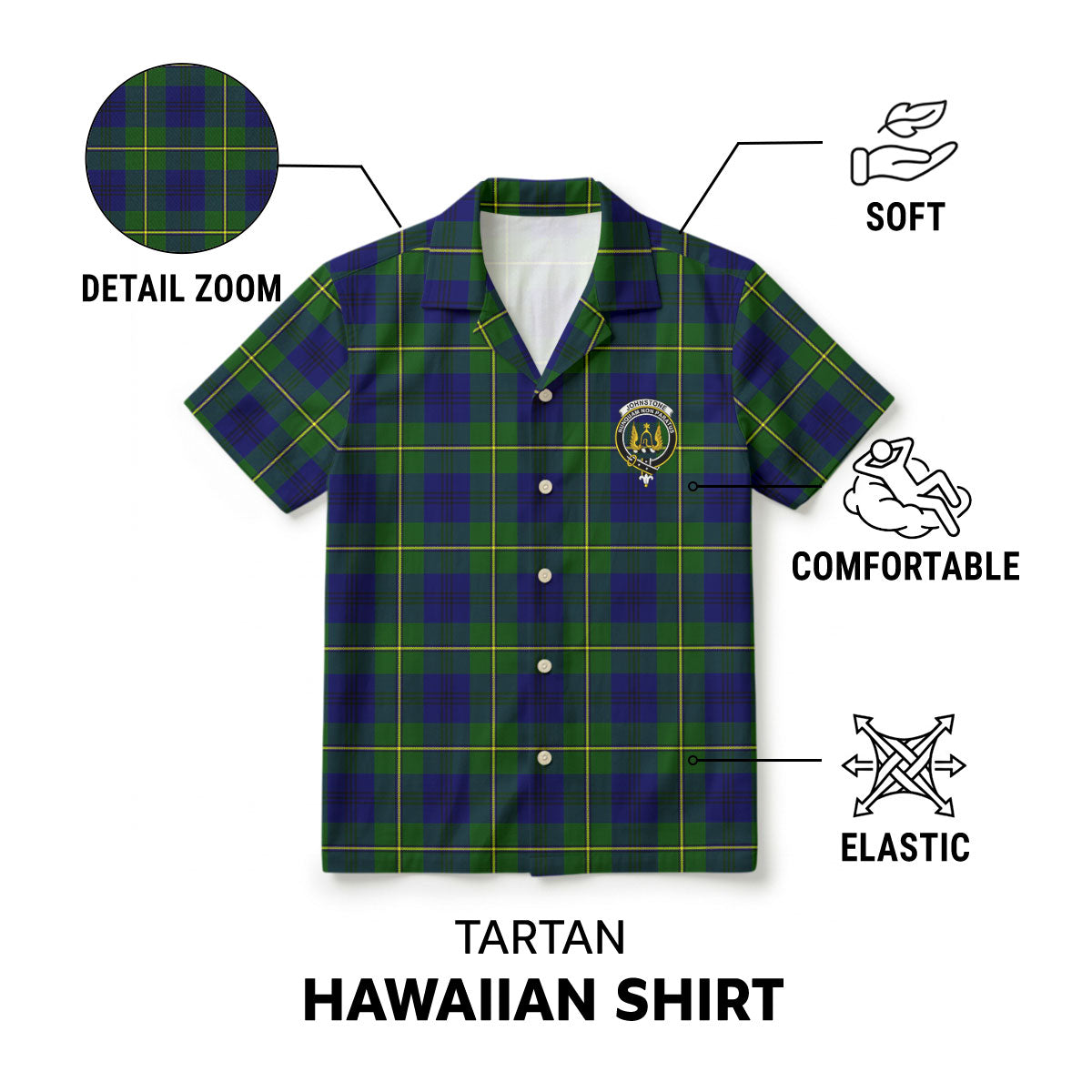 Johnstone Modern Tartan Crest Hawaiian Shirt