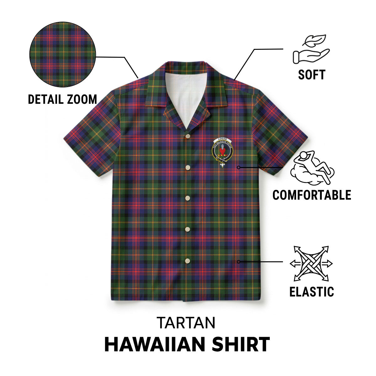 Logan Modern Tartan Crest Hawaiian Shirt