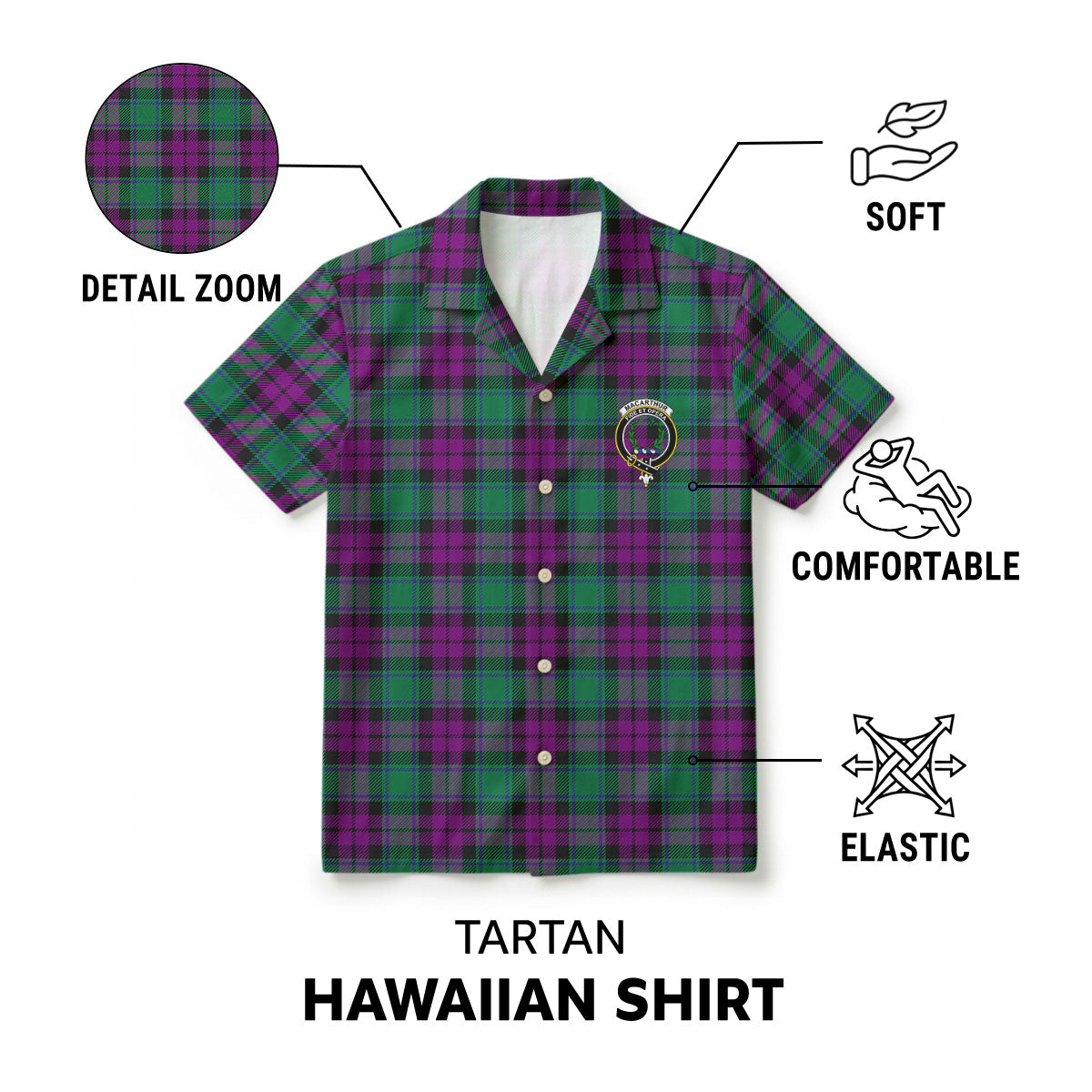 MacArthur - Milton Tartan Crest Hawaiian Shirt